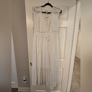White gauze maxi dress